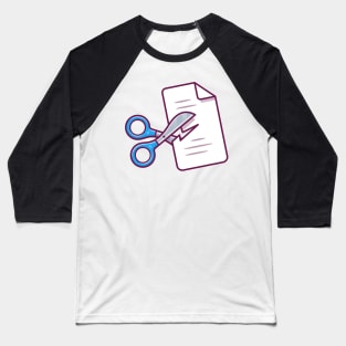Scissor Cutting Paper Cartoon Baseball T-Shirt